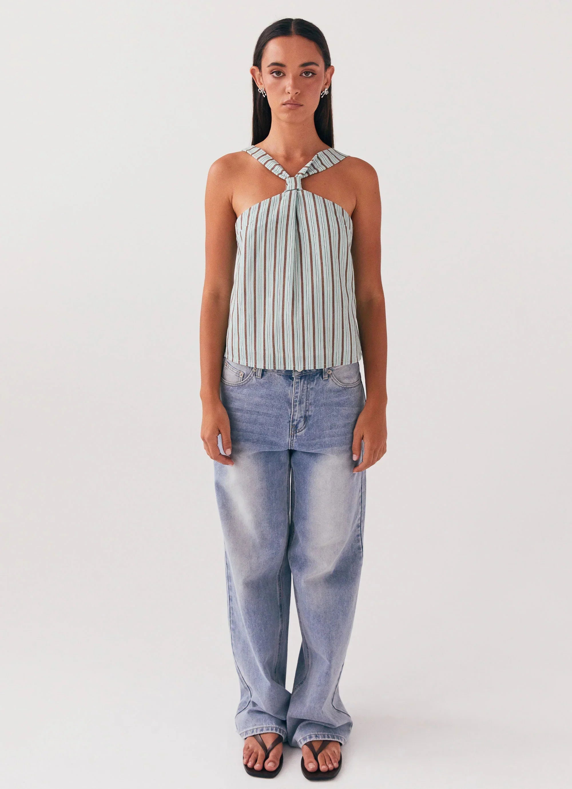 Keira Linen Top - Coastal Stripe