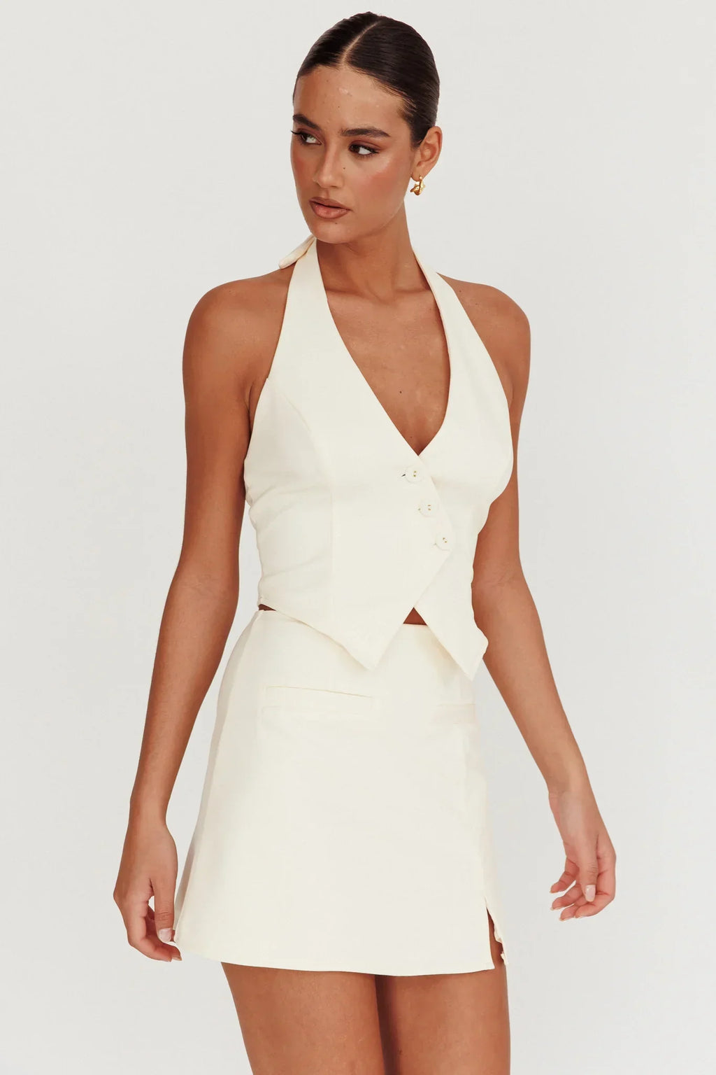 Tammi Halter Vest Top Oyster