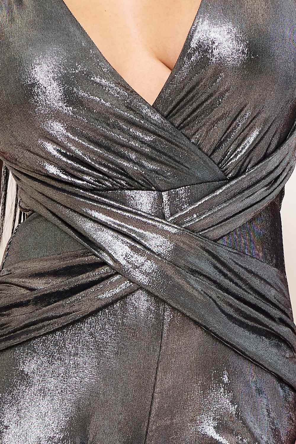 Symphony Jumpsuit - Slinky Foil Criss-Cross Top Jumpsuit
