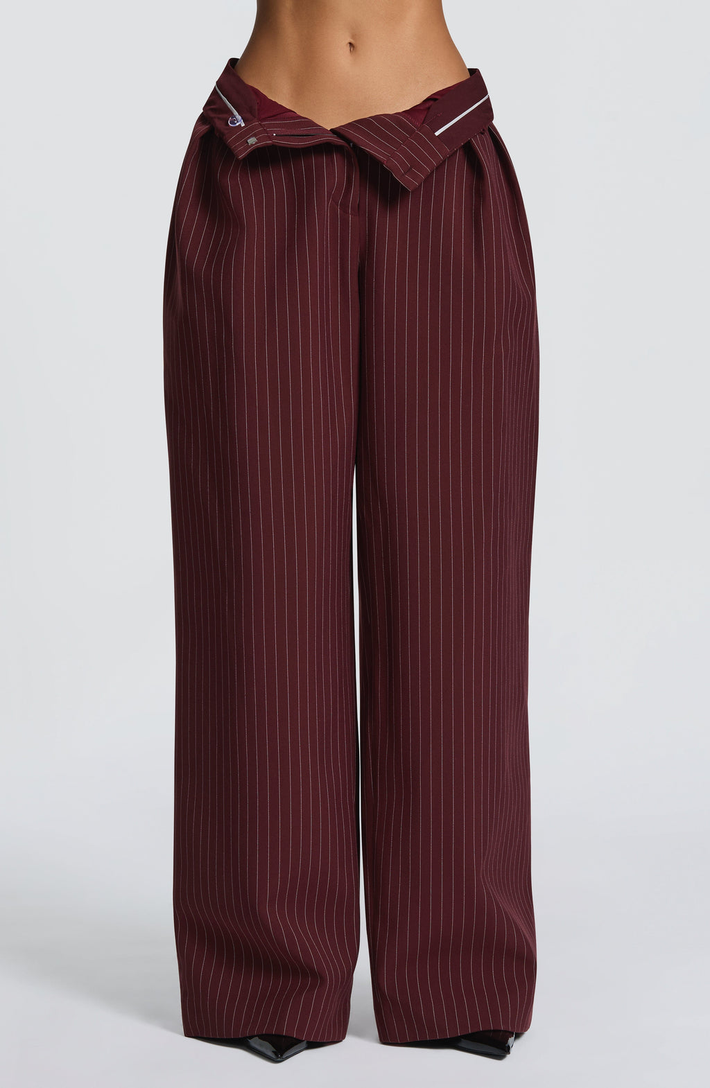 Kirsty Pants - Burgundy Pinstripe