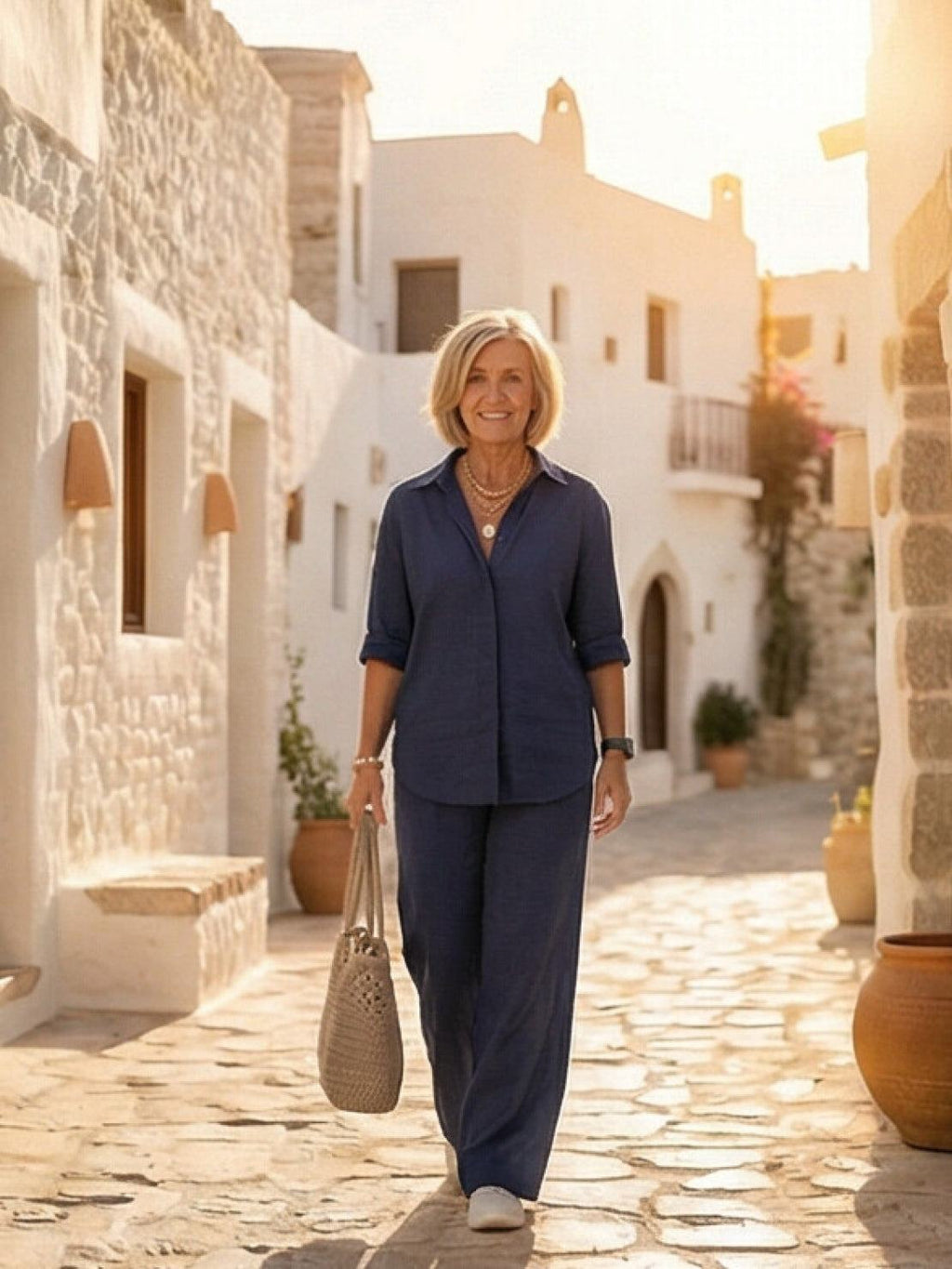 Vivian | Women's Casual Button-Down Shirt and Wide-Leg Pants Set