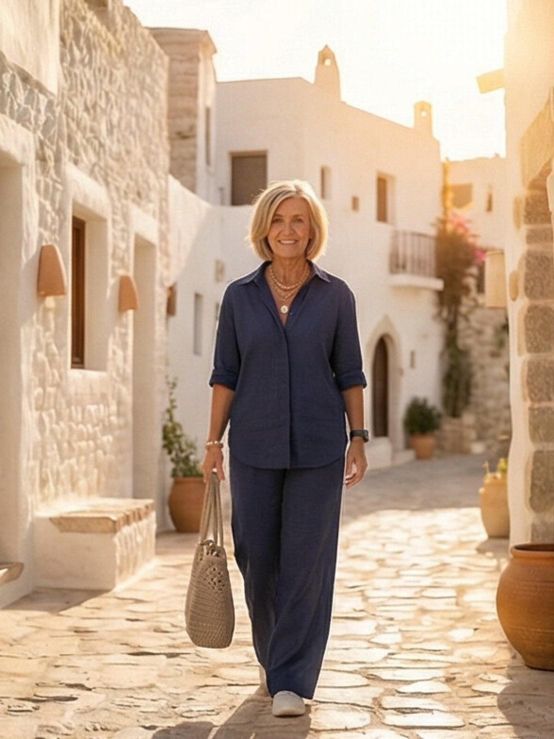 Vivian | Women's Casual Button-Down Shirt and Wide-Leg Pants Set
