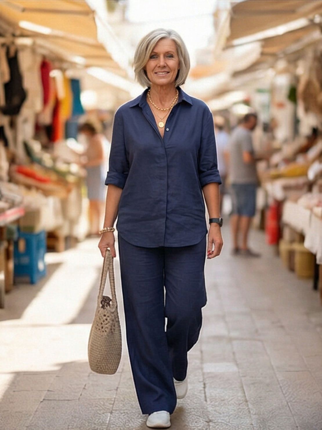 Vivian | Women's Casual Button-Down Shirt and Wide-Leg Pants Set