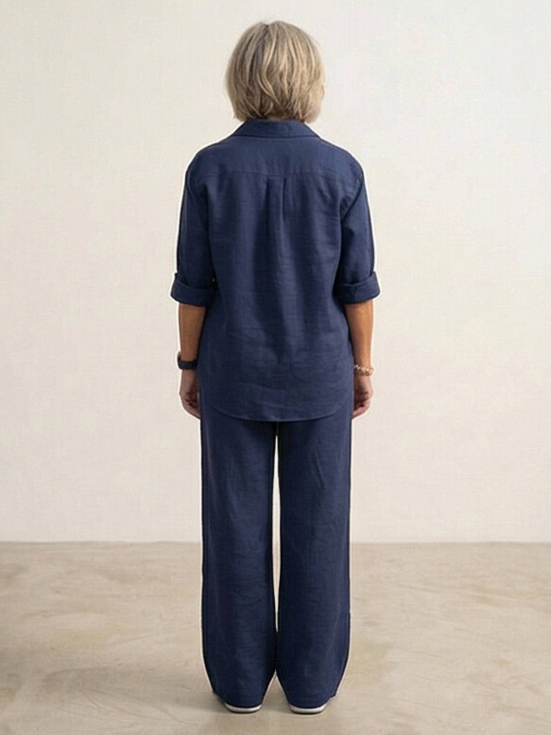 Vivian | Women's Casual Button-Down Shirt and Wide-Leg Pants Set