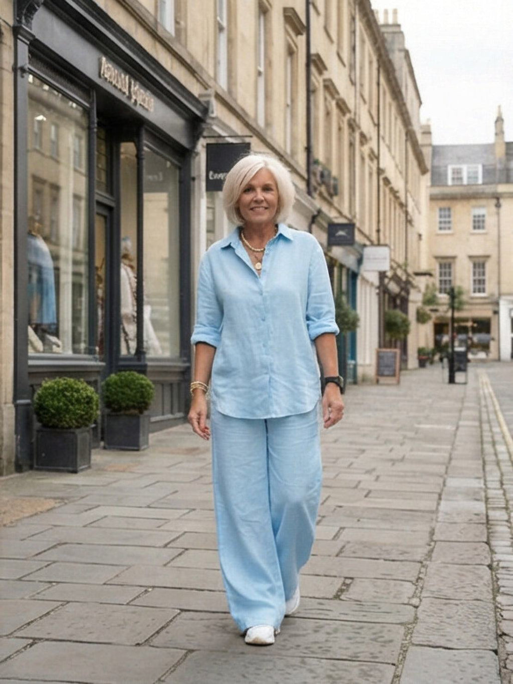 Vivian | Women's Casual Button-Down Shirt and Wide-Leg Pants Set