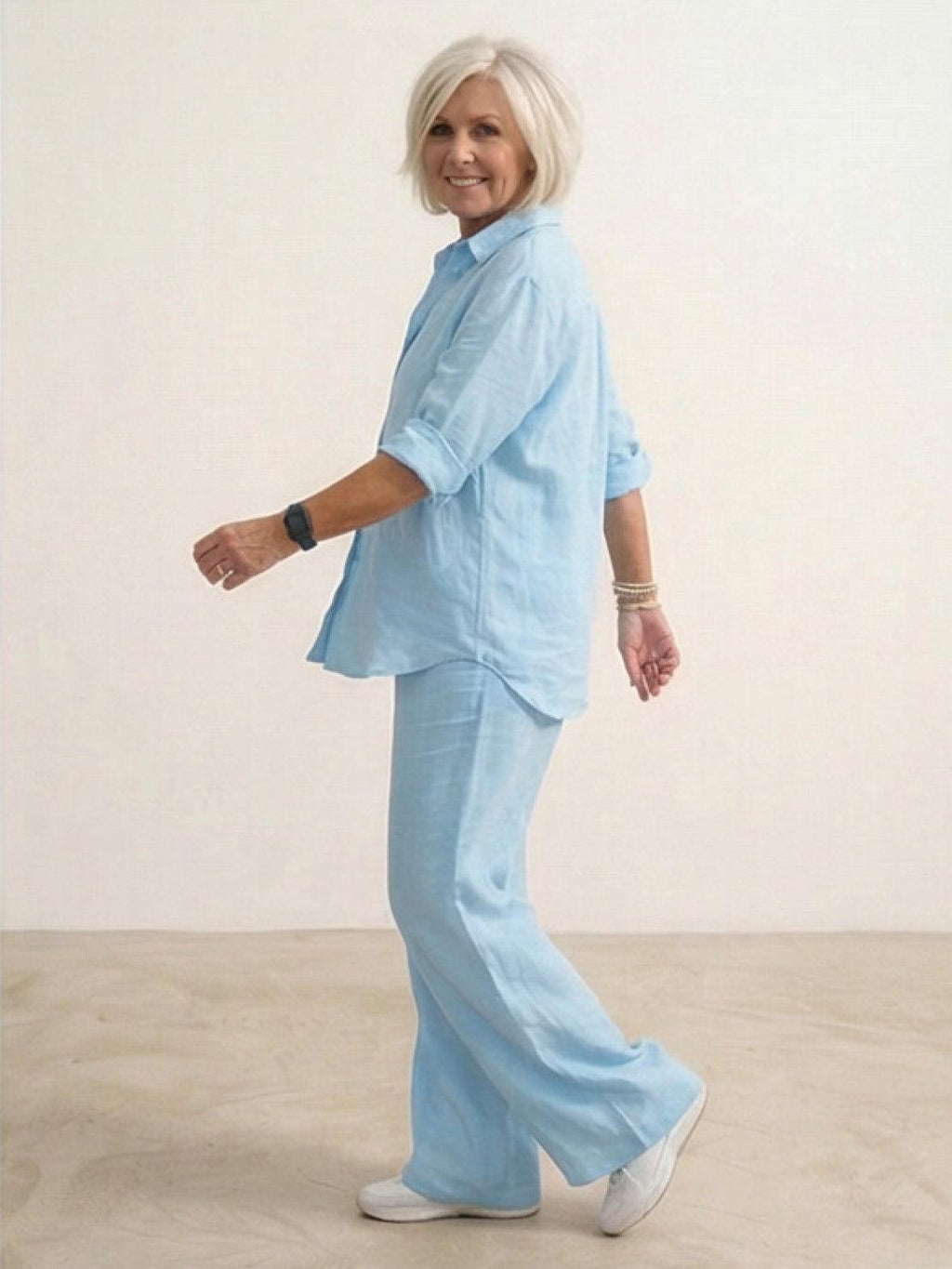 Vivian | Women's Casual Button-Down Shirt and Wide-Leg Pants Set
