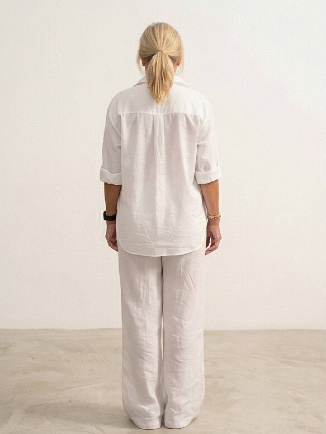 Vivian | Women's Casual Button-Down Shirt and Wide-Leg Pants Set