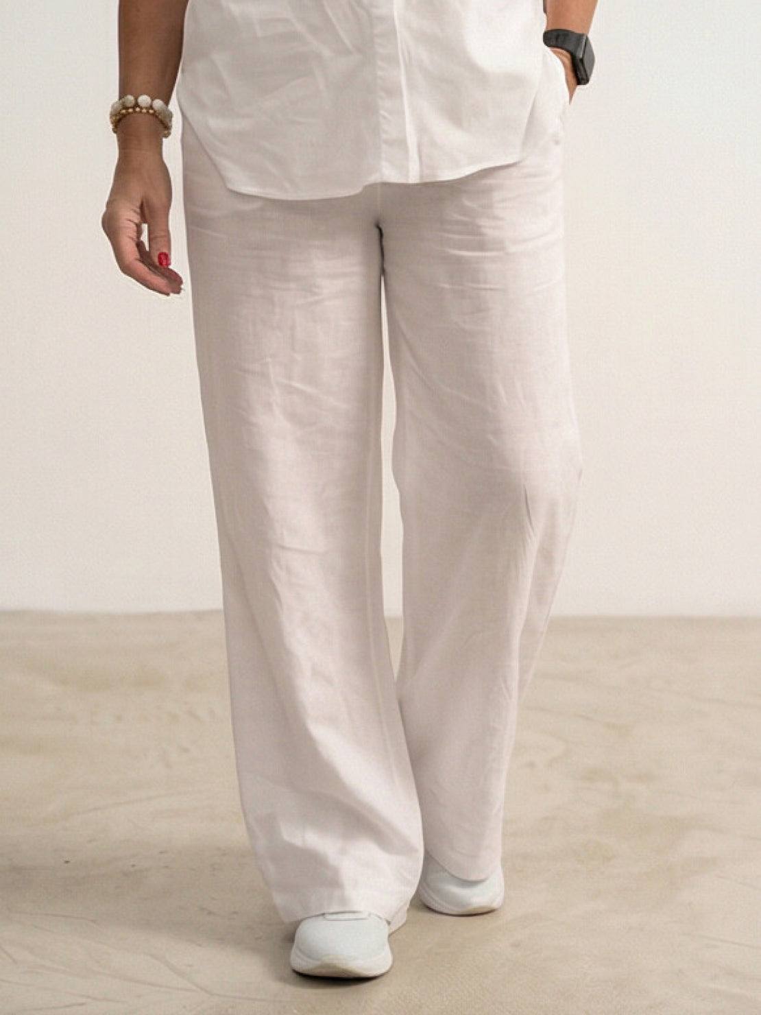 Vivian | Women's Casual Button-Down Shirt and Wide-Leg Pants Set
