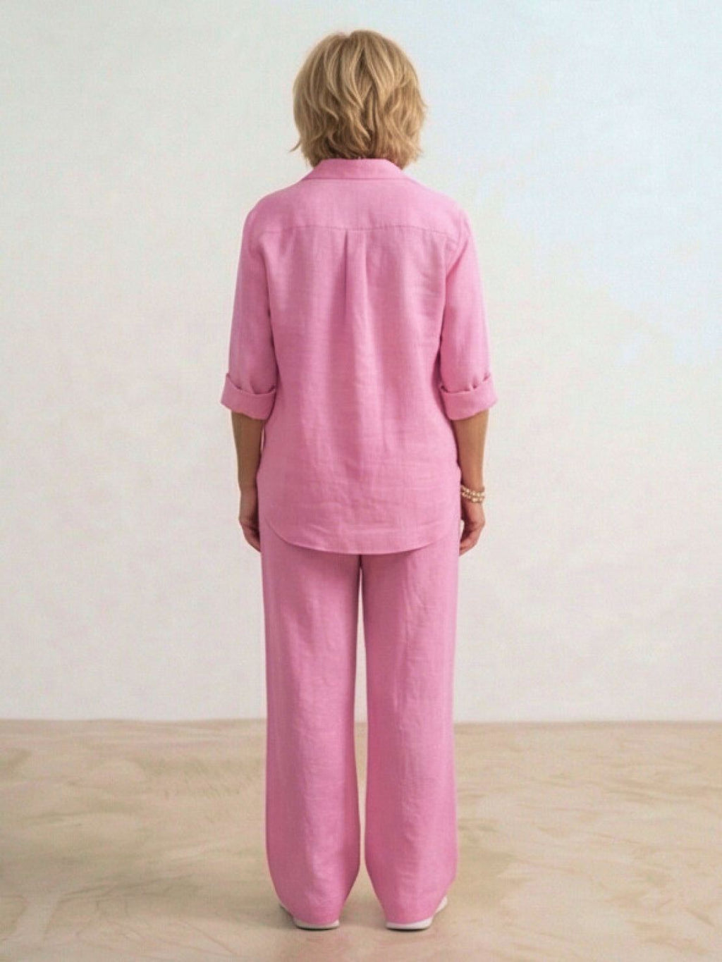 Vivian | Women's Casual Button-Down Shirt and Wide-Leg Pants Set
