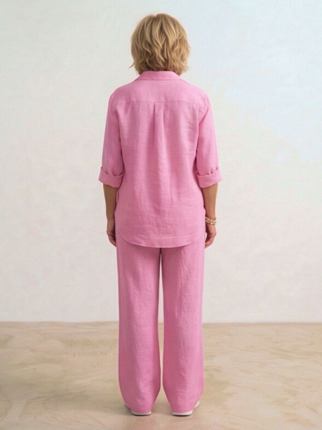 Vivian | Women's Casual Button-Down Shirt and Wide-Leg Pants Set