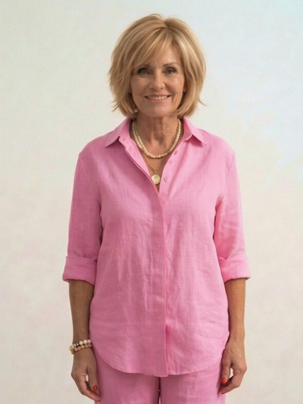 Vivian | Women's Casual Button-Down Shirt and Wide-Leg Pants Set