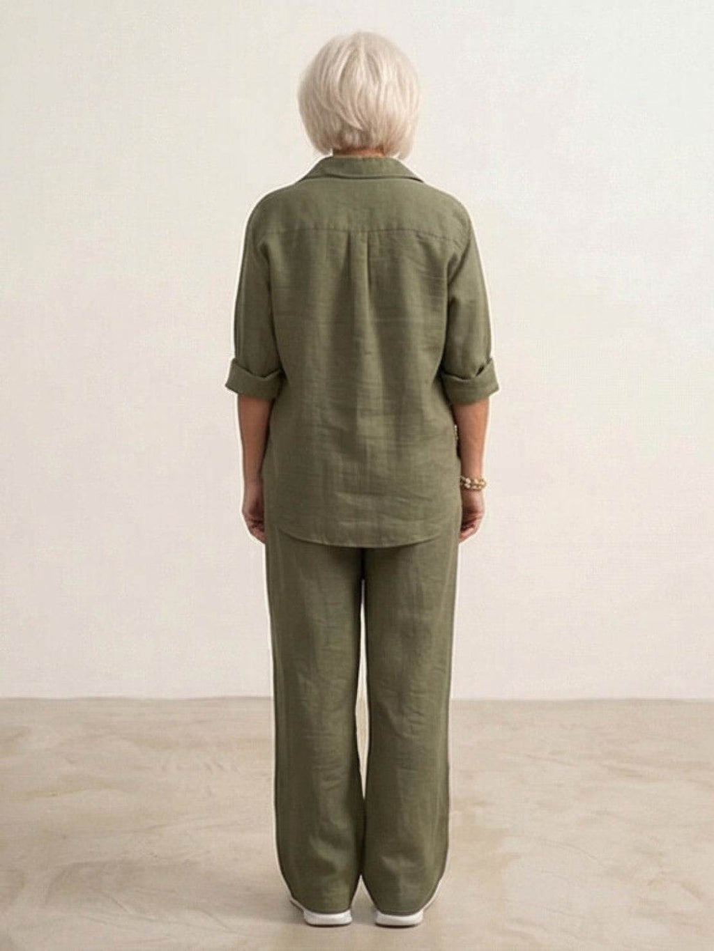Vivian | Women's Casual Button-Down Shirt and Wide-Leg Pants Set
