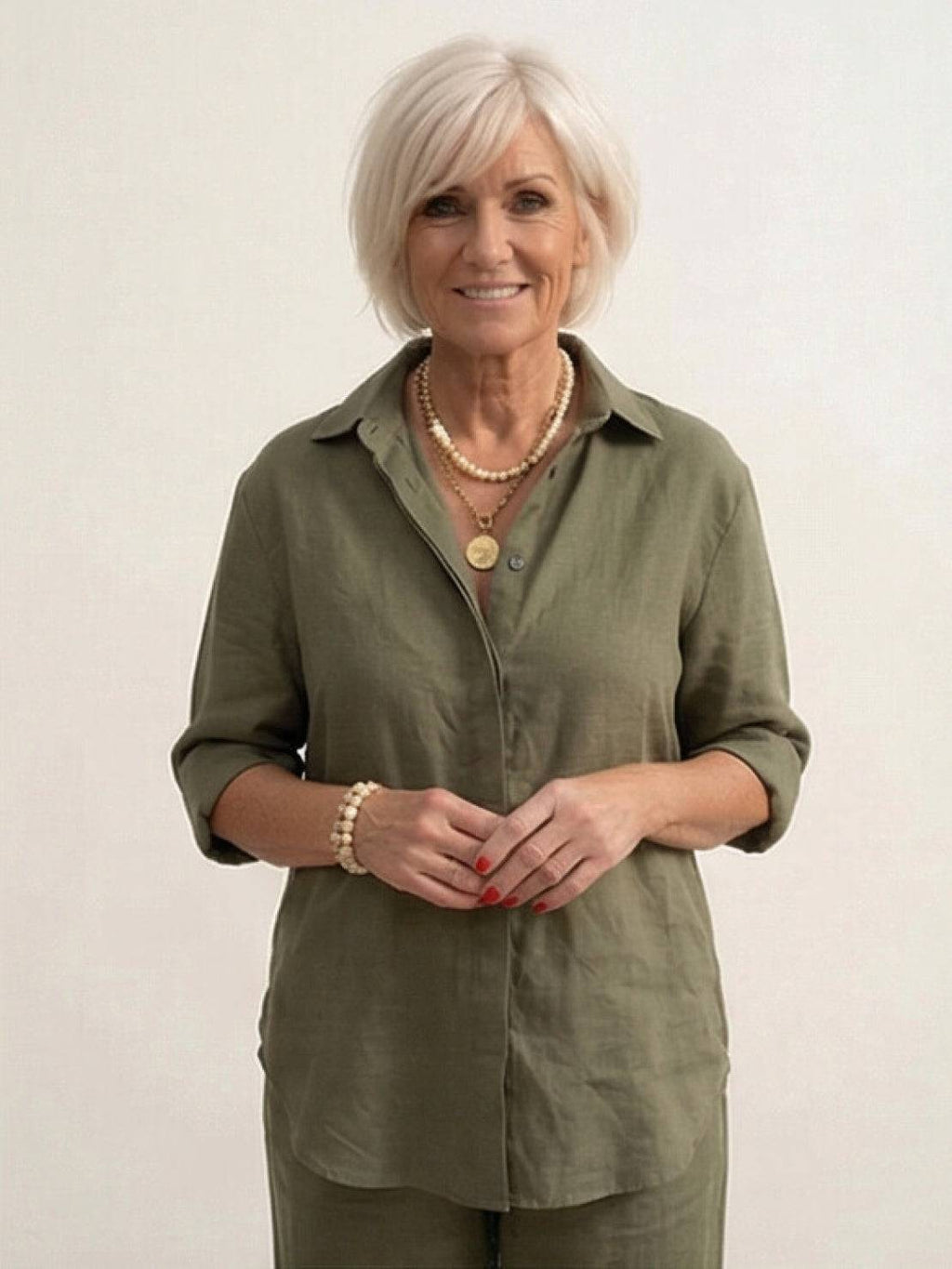 Vivian | Women's Casual Button-Down Shirt and Wide-Leg Pants Set