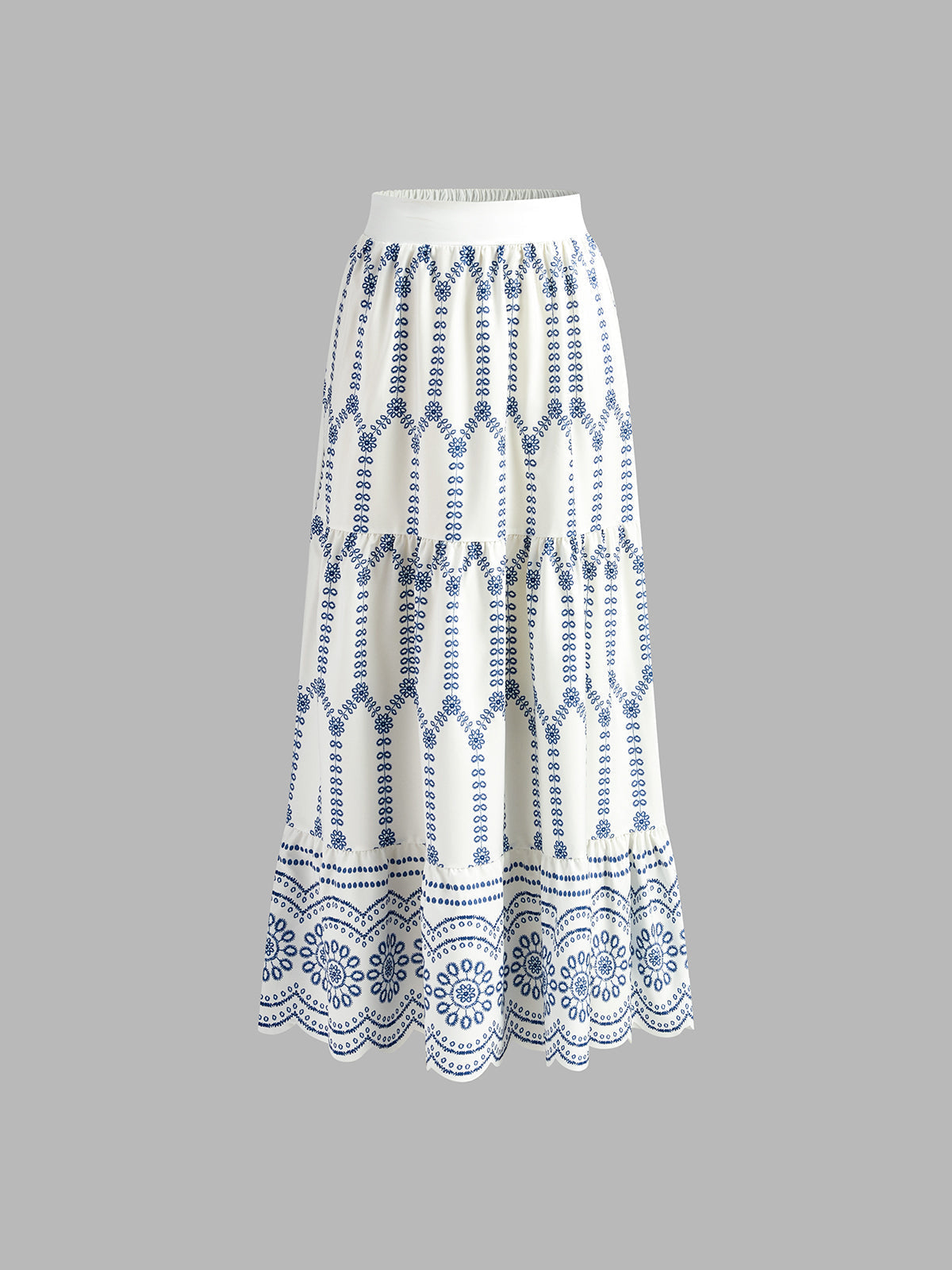 Santorini | Women's Embroidered Crop Top & Maxi Skirt Co-Ord Set