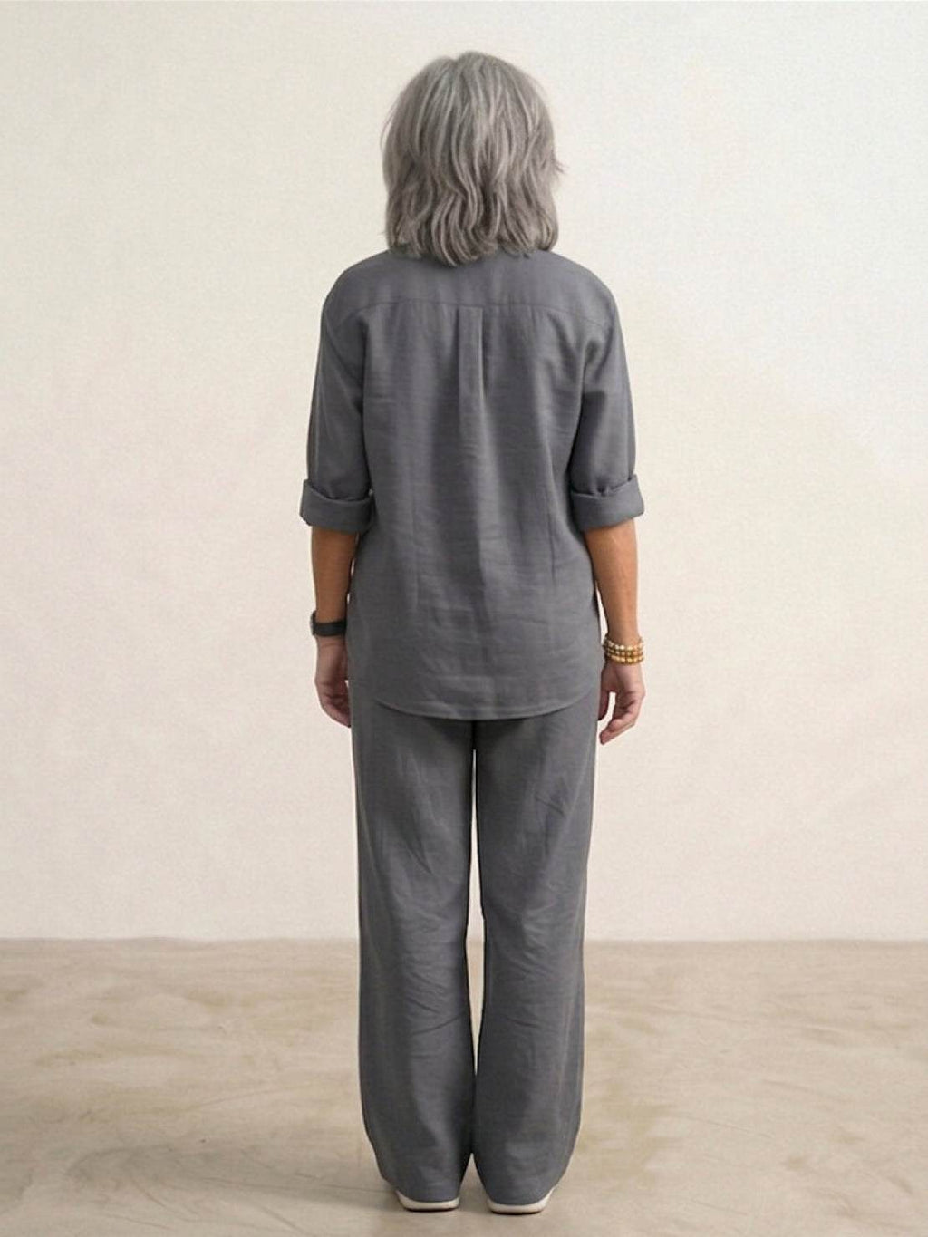 Vivian | Women's Casual Button-Down Shirt and Wide-Leg Pants Set
