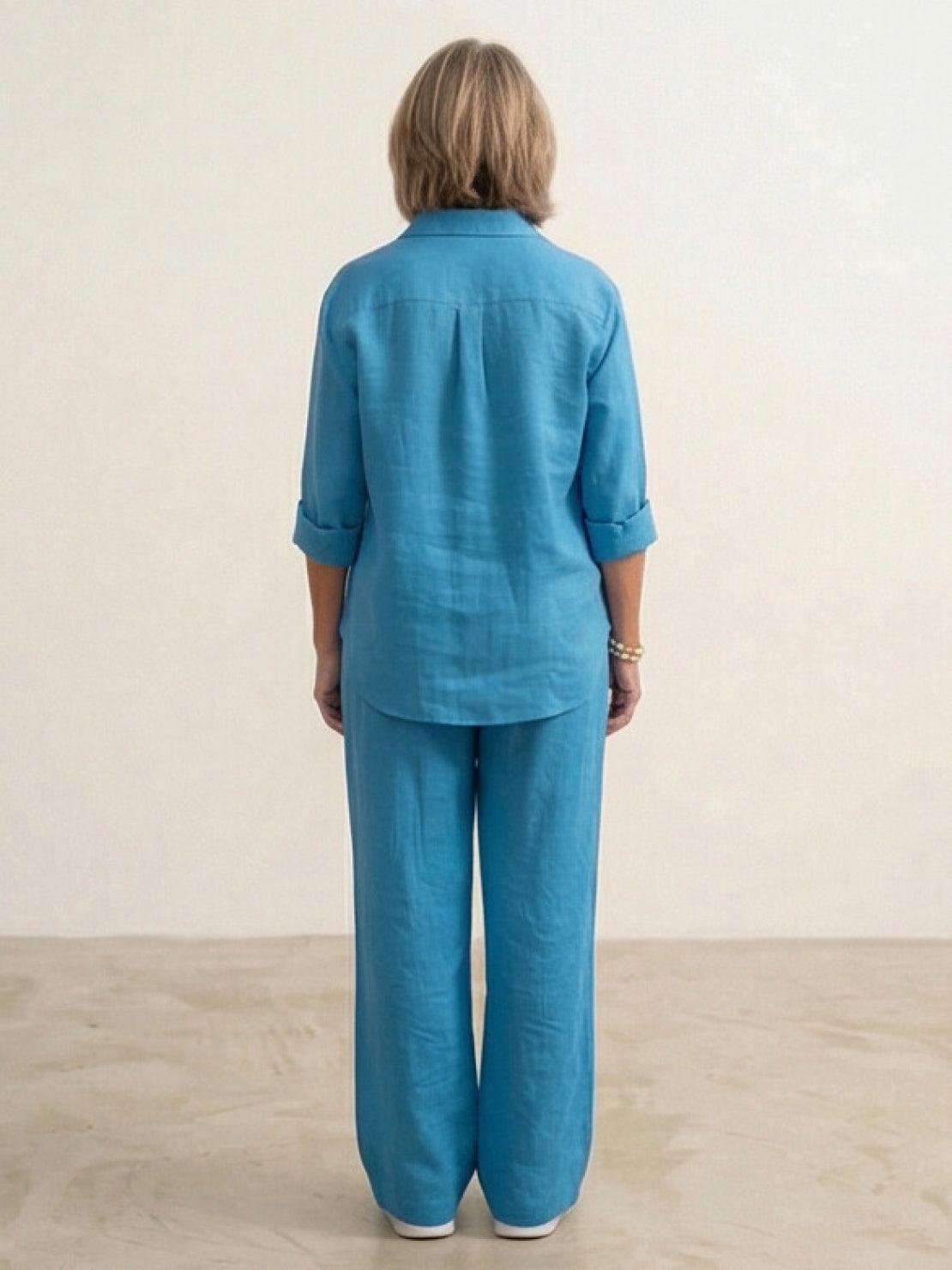 Vivian | Women's Casual Button-Down Shirt and Wide-Leg Pants Set
